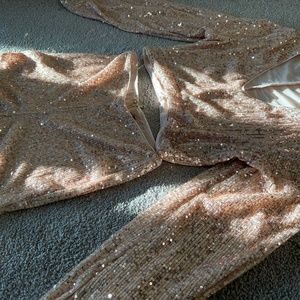 Two piece sequinned top & high rise shorts